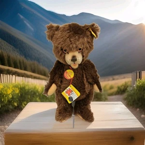 Oso de peluche Steiff Brown años 80 Zotty 12" etiqueta original - Imagen 1 de 6