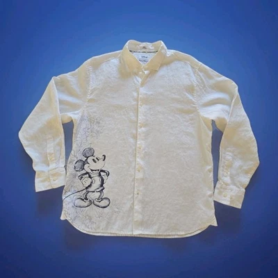 Tommy Bahama x Disney Parks Linen Shirt Mens Large White Mickey Long Sleeve - Image 1 of 4