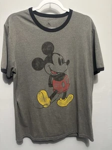 Camiseta de Mickey Mouse de los Parques Disney Gris Envejecido Timbre Camiseta Adulto Talla Grande - Imagen 1 de 3