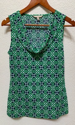Blusa sin mangas Banana Republic cuello capucha top verde para mujer talla pequeña Foto 1 de 4