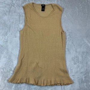DD Collection Womens Cashmere Blend Sleeveless Ruffle Hem Knit Tank Top Large - Picture 1 of 6