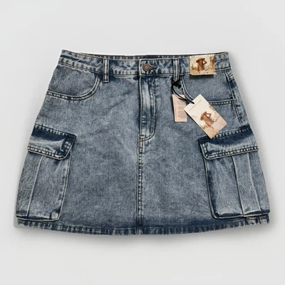 NUEVO CON ETIQUETAS Minifalda Denim Carga Azul Lavado Y2K Bolsillos Utilitarios Junior 11 Para Mujer’s M Foto 1 de 4