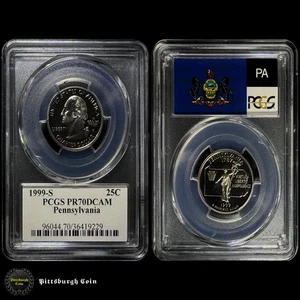 1999-S Clad 25C Pennsylvania Statehood Washington Quarter PCGS PR70DCAM - Picture 1 of 2