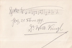Wilhelm Kienzl - Komponist - Albumblatt 1909 mit Notenzeile - original signiert - Picture 1 of 1