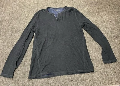 Рубашка мужская John Varvatos размер XL черная Henley с длинным рукавом логотип звезды США - Изображение 1 из 4