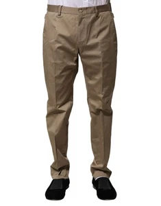 Dolce & Gabbana Brown Cotton Tapered Men Formal Men's Pants Authentic - Picture 1 of 4