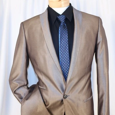 JOHN VARVATOS Nuevo Abrigo Chaqueta Hombre Gris Metálico 1 Botón Talla 40 L Foto 1 de 4