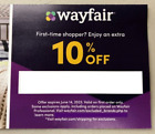 Wayfair First Time Shopper 10% OFF First Order Only Coupon Exp 8/14/2023