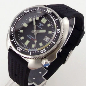 20ATM 44mm Tandorio Black Dial Automatic NH35A PT5000 Mens Watch Sapphire Glass - Picture 1 of 11