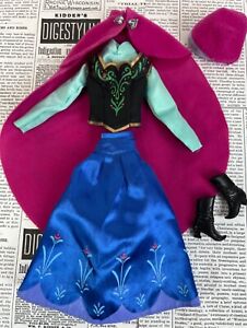 Disney Store FROZEN Movie 11" Anna Dress Outfit w Cape + Hat NO BOOTS OR DOLL