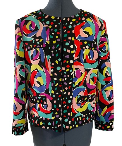 Moschino Boutique Floreale Geo Colorato Artistico Manica Lunga Crop Jacket Romantico 12