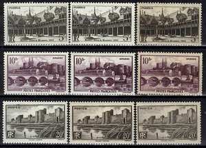 FRANCE YVERT 499-501 SCOTT 420-422 " 5F + 10F + 20F COLOR VARIETY " MNH VF J263A - Picture 1 of 1