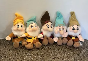 5 Disney Store Snow White And The 7 Dwarves Bean Bag Plush Grumpy Bashful 7-8” - Picture 1 of 12