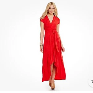 Michael Kors Red High Low Faux Wrap Maxi Dress Women Size XS - Picture 1 of 8