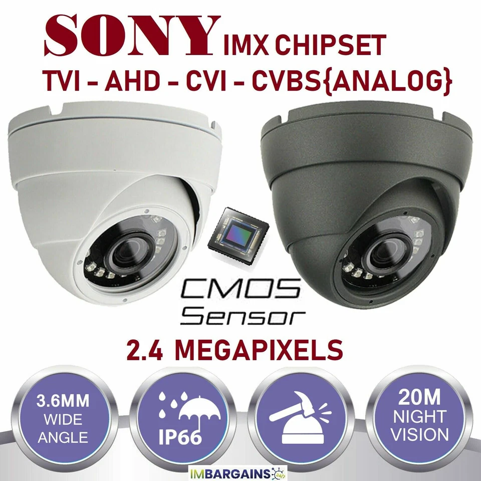 CCTV Camera 2.4 MP 4in1 High-Resolution Dome Full Hd 1080p Outdoor Night Vision - Image 1 of 1