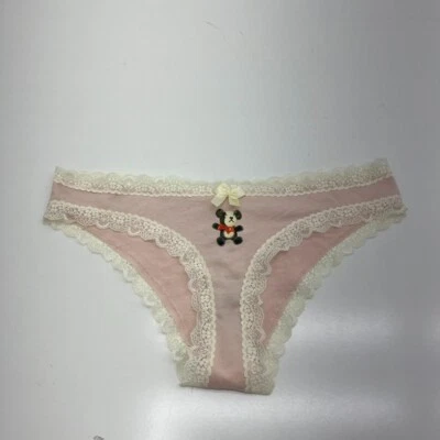 Ropa interior de bikini Out From Under rosa con ribete de encaje estampado de oso para mujer talla M NUEVO Foto 1 de 4