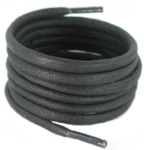 Boot laces 180 cm x 6 mm round waxed Cotton Black - Picture 1 of 1