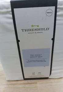 Twin/Twin XL 4pc 400 Thread Count Damask Solid Sheet Set White - Threshold - Picture 1 of 2