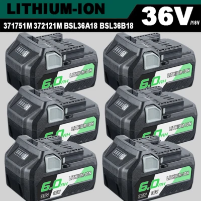 FOR METABO 1~6X For HiKOKI Metabo HPT MultiVolt 36V 18V Battery BSL36B18 Li-Ion 37175M 6 AH
