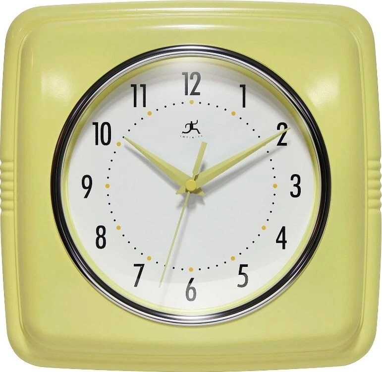 Retro Square Wall Clock 9-1/2" Silent Non-Ticking Vintage Plastic Quartz Analog - Image 1 of 4