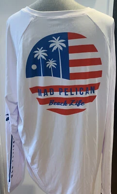 Camiseta Mad Pelican Circle Palm Flag Sun Kicker Raglán UV Manga Larga - Blanca XL Foto 1 de 4
