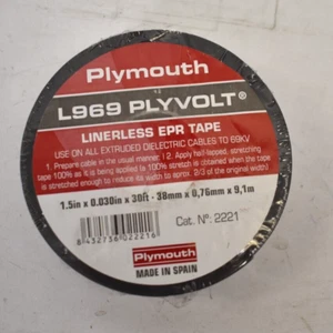 Plymouth L969 Ply Volt Linerless EPR Tape Roll 1.5" x .030" x 30' 2221 Black - Picture 1 of 6