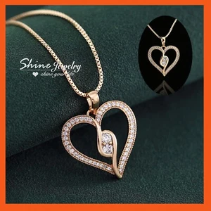 18K GOLD GF Infinity Simulated Diamond Heart Forever Love PENDANT NECKLACE Gift - Picture 1 of 5