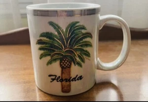 Florida Iridescent Ceramic Souvenir Mug Lusterware Palm Tree - Picture 1 of 5