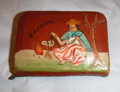 Cartera Cambiar Cuero Mexicano Vintage Años 50 Cremallera-Ecuador-México Mujer Rara Foto 1 de 4