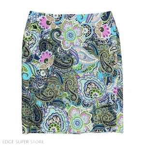 Falda recta de algodón lápiz con estampado floral de cachemira Talbots talla pequeña 4 - Imagen 1 de 6