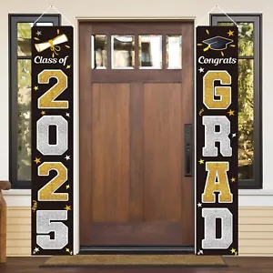 KMUYSL Graduation Decorations Class of 2025 Gold & Black Congrats Grad Banner... - Picture 1 of 9