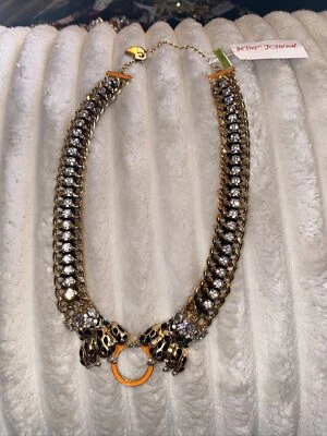 NUEVO CON ETIQUETAS BETSEY JOHNSON Garra de Tigre Oro y Naranja Collar Tejido Foto 1 de 4