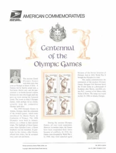 #493 32c Olympic Games Centennial #3087 USPS Commemorative Stamp Panel - Picture 1 of 1