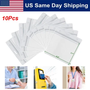 10 Stck. Klar Ausweis Schallplatte Karten Halter Schutzhülle Etui 4,4 Zoll X3,7 Zoll Abzeichen Halter - Bild 1 von 8