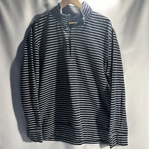 Nautica Mens Shirt XL Blue White Striped 1/4 Zip Long Sleeve - Picture 1 of 5