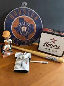 Houston Astros Set: Jose Cruz Wackelkopf/Holzplakette/Brotdose/Fledermäuse - Bild 1 von 13