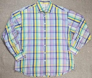 Bugatchi Uomo Camicia Uomo Manica Lunga Bottoni Plaid Causale Taglia XXL - Foto 1 di 11