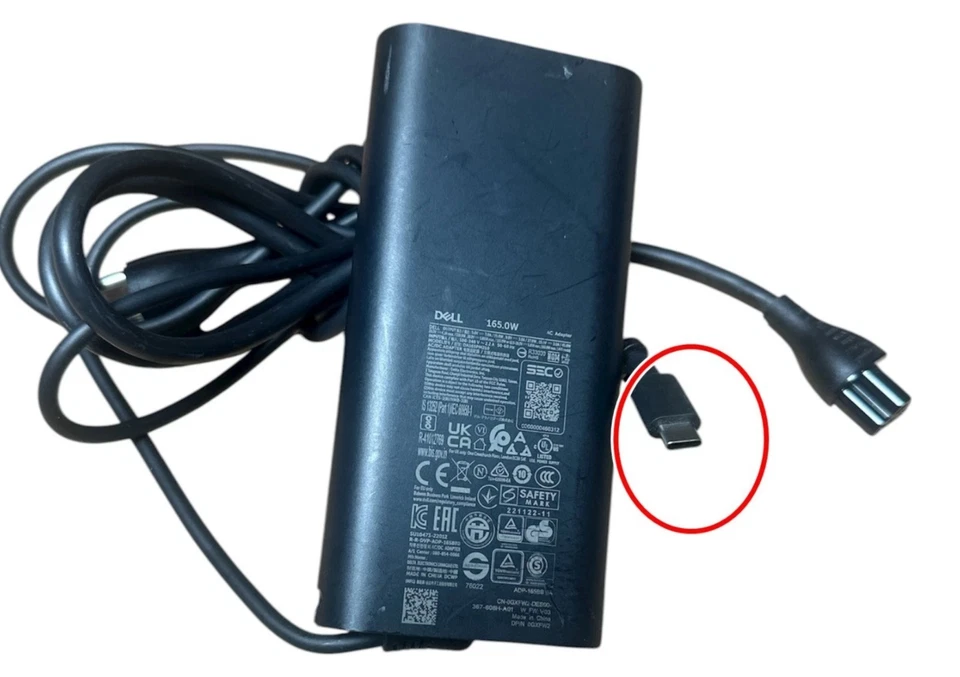 Genuine Dell 165W USB-C Charger for XPS 15 17 DA165PM210 Type C With Cable - Image 1 of 2