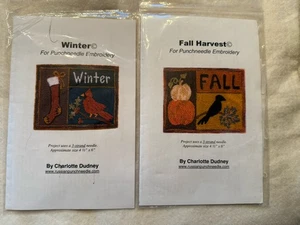Two Charlotte Dudley Punchneedle Patterns Fall Harvest Winter Fabric Included - Picture 1 of 4