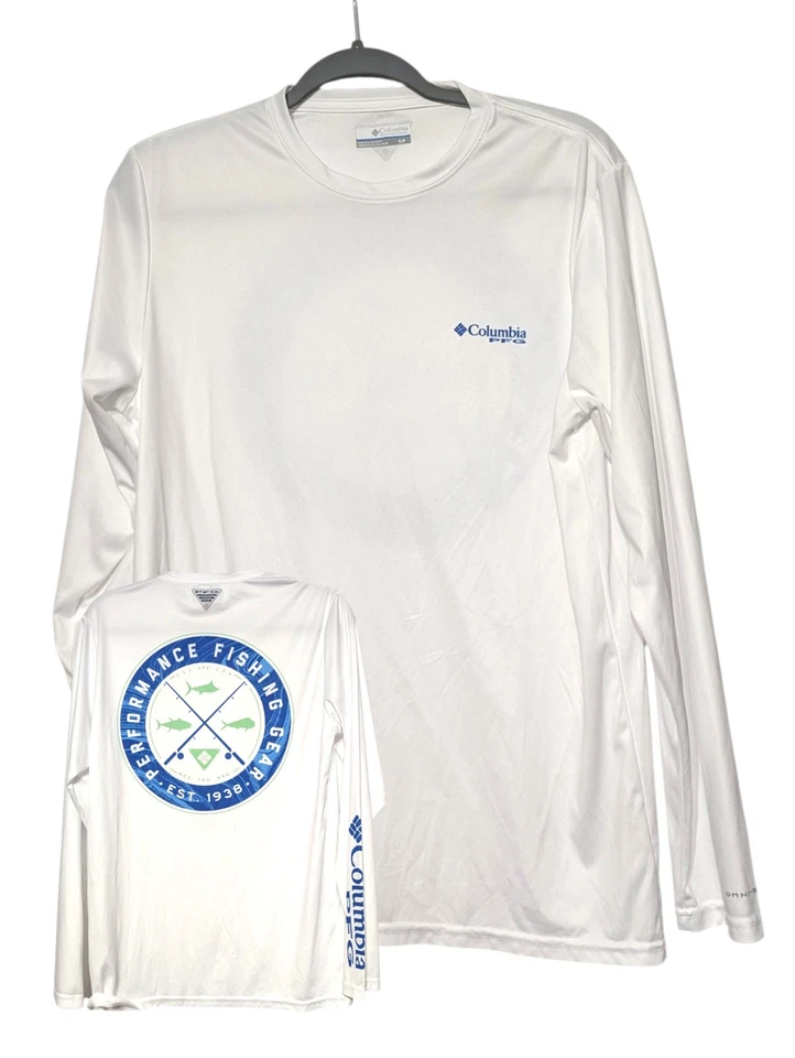 COLUMBIA PFG Mens Shirt Size S Long Sleeve Omni Shade Fishing UPF 50 White  - Image 1 of 4