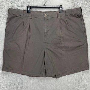 Harbor Bay HB Mens Khakis Shorts 50 Big Tall Dark Grey Pleated Chino 100% Cotton - Picture 1 of 9