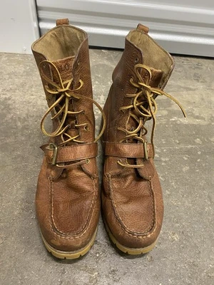 POLO RALPH LAUREN Hombres 12 D Ranger Botas de Cuero Marrón Caído Calidad Premium Foto 1 de 4