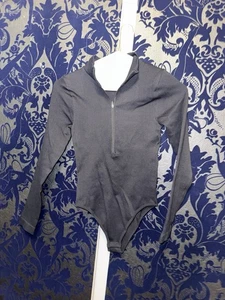 OQQ Damen Schwarz Bodys Einteiler Reißverschluss Rundhals Langarm Medium (HOME33) - Bild 1 von 3