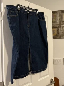 Bagatelle Collection New York taglie forti 2X gonna denim risciacquata scura - Foto 1 di 6