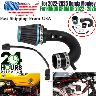 BLACK Short Ram Air Intake For 2022-2025 HONDA GROM RR, 2022-25 HONDA MONKEY US - Image 1 of 4