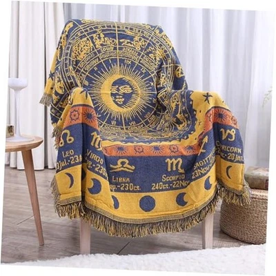 Manta Bohemia Tejida Algodón - Sofá Reversible S (L71" x W51") Amarillo Foto 1 de 4