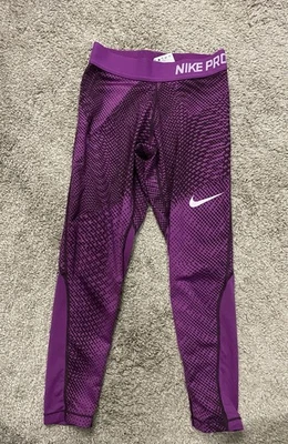 NIKE PRO Girls Purple Dri Fit Athletic Sport Leggings Sz Small - Image 1 of 4