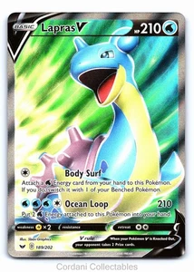 Lapras V 189/202 - Sword & Shield Base Set - Pokemon Card - Near Mint - Foto 1 di 2