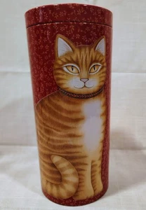 Vintage 1987 Hallmark Zylinder Sammlerdose mit orangefarbener Tabby Katze siehe letzte Bilder - Bild 1 von 11