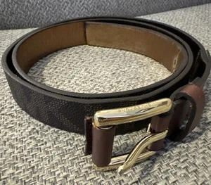 Michael Kors MK Logo Signature Brown Synthetic Leather Belt Size M Womens - Picture 1 of 8
